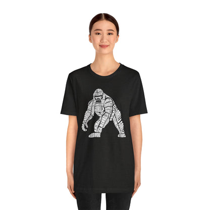 Gorilla Word Art Adult Unisex Short Sleeve Tee by Zoo Guide™