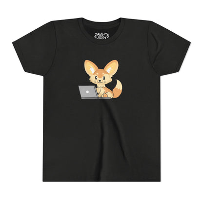 Fennec Fox on Laptop Youth Tee Shirt by Zoo Guide™