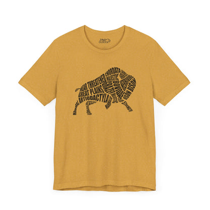 Bison Word Art Adult Unisex Short Sleeve Tee
