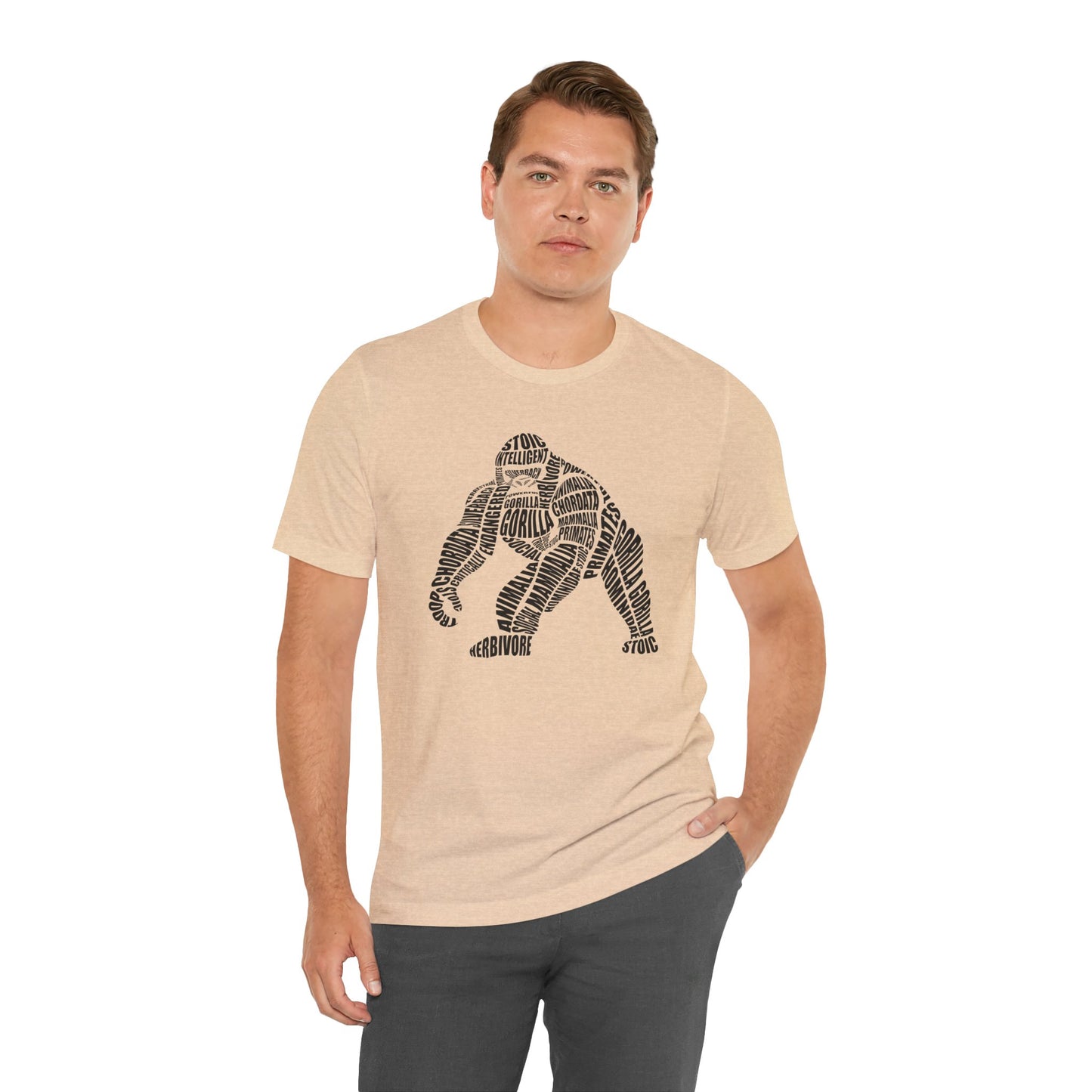 Gorilla Word Art Adult Unisex Short Sleeve Tee by Zoo Guide™