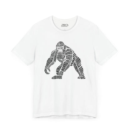 Gorilla Word Art Adult Unisex Short Sleeve Tee by Zoo Guide™