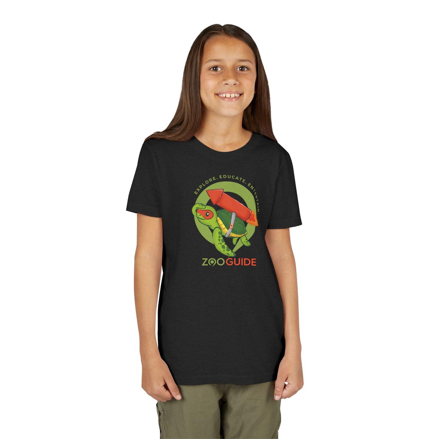 Sea Turtle on Rocket in Zoo Guide™ Waypoint Icon Youth Tee Shirt by Zoo Guide™