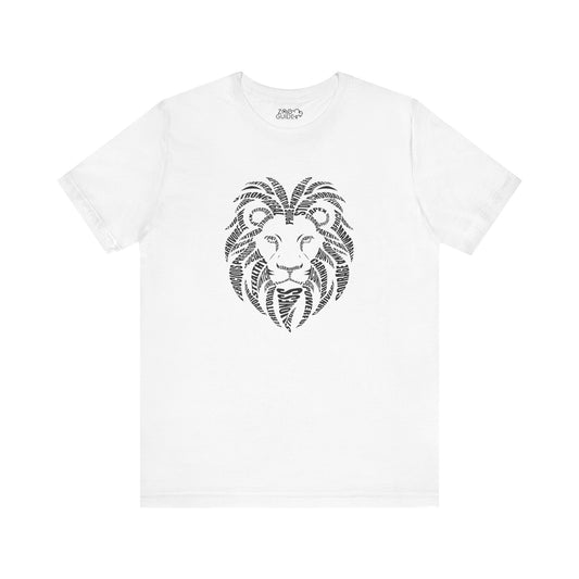 Lion Head Word Art Adult Unisex Short Sleeve Tee