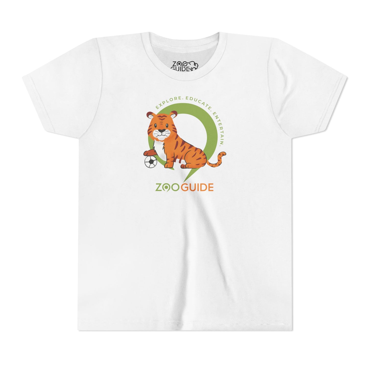 Tiger with Soccer Ball in Zoo Guide™ Waypoint Icon Youth Tee Shirt by Zoo Guide™