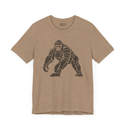 Gorilla Word Art Adult Unisex Short Sleeve Tee by Zoo Guide™