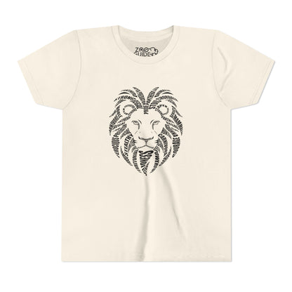 Lion Head Word Art Youth Tee Shirt by Zoo Guide™