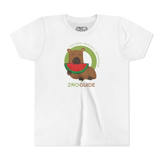 Capybara Eating Watermelon in Zoo Guide™ Waypoint Icon Youth Tee Shirt by Zoo Guide™