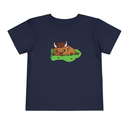 Bison Resting Kawaii Style Toddler Tee Shirt by Zoo Guide™