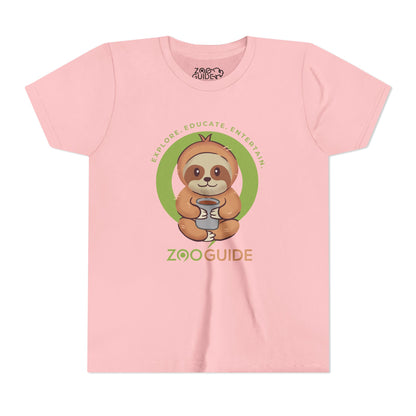 Sloth Drinking from Cup in Zoo Guide™ Waypoint Icon Youth Tee Shirt by Zoo Guide™