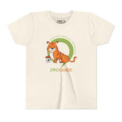 Tiger with Soccer Ball in Zoo Guide™ Waypoint Icon Youth Tee Shirt by Zoo Guide™
