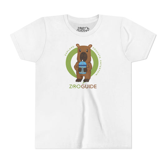 Capybara Boba Tea in Zoo Guide™ Waypoint Icon Youth Tee Shirt by Zoo Guide™