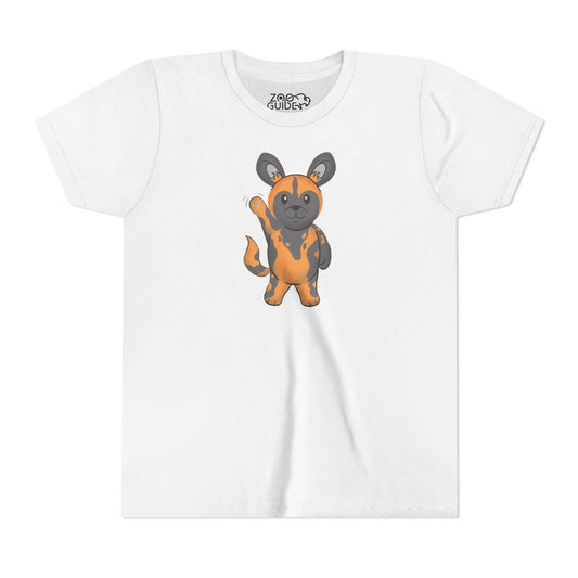 African Painted Dog Waving Youth Tee Shirt by Zoo Guide™