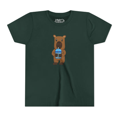Capybara Drinking Boba Tea Youth Tee Shirt by Zoo Guide™