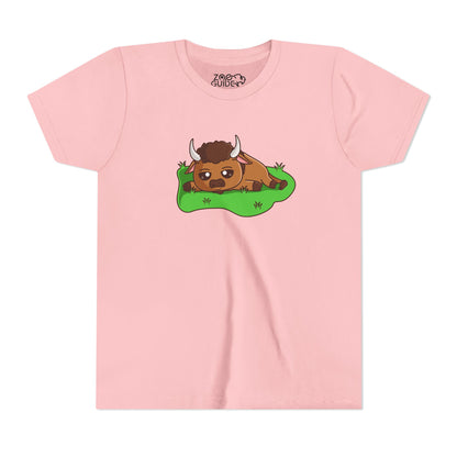 Bison Resting Kawaii Style Youth Tee Shirt by Zoo Guide™