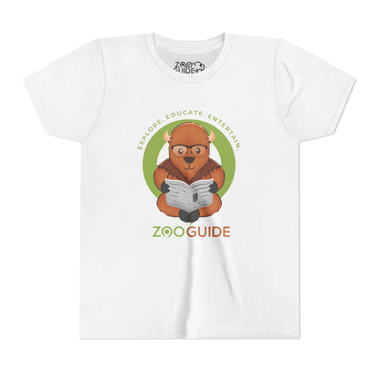 American Bison Reading in Zoo Guide™ Waypoint Icon Youth Tee Shirt by Zoo Guide™