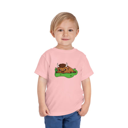 Bison Resting Kawaii Style Toddler Tee Shirt by Zoo Guide™