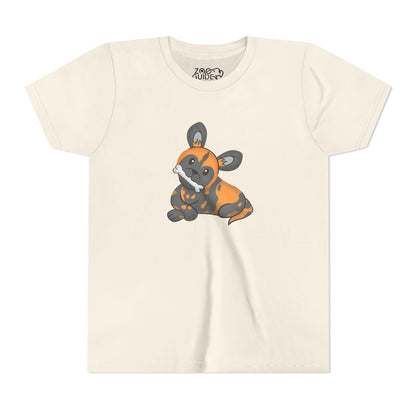 African Painted Dog with Bone Youth Tee Shirt by Zoo Guide™