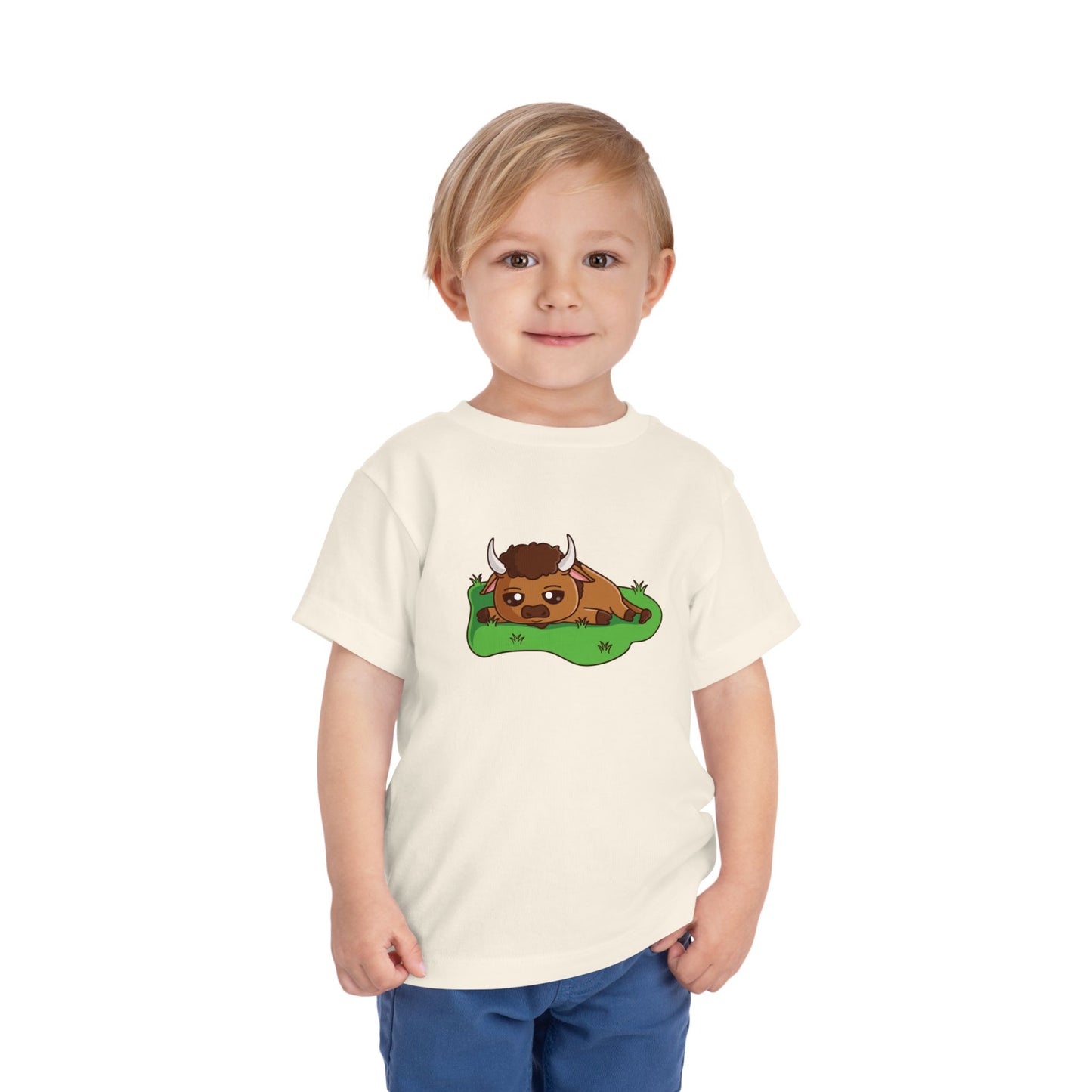 Bison Resting Kawaii Style Toddler Tee Shirt by Zoo Guide™