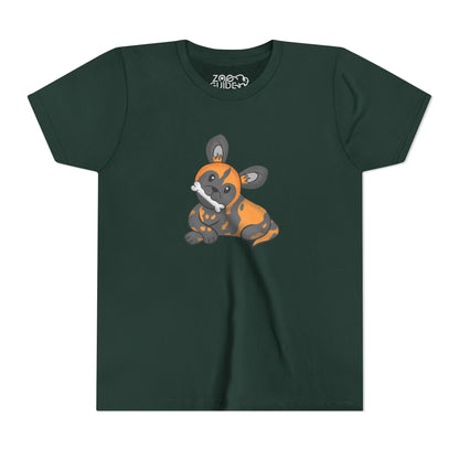 African Painted Dog with Bone Youth Tee Shirt by Zoo Guide™