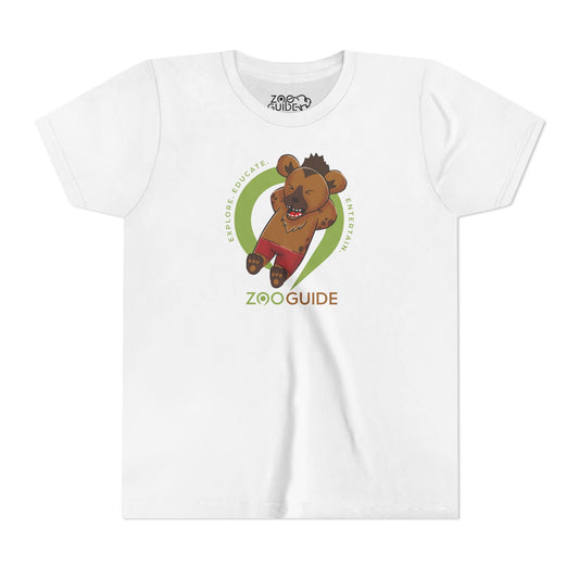 Laughing Spotted Hyena with Bone in Zoo Guide™ Waypoint Icon Youth Tee Shirt by Zoo Guide™