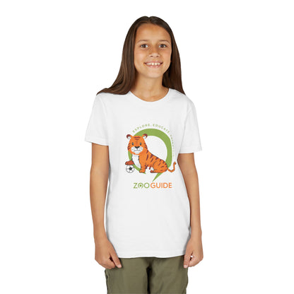 Tiger with Soccer Ball in Zoo Guide™ Waypoint Icon Youth Tee Shirt by Zoo Guide™