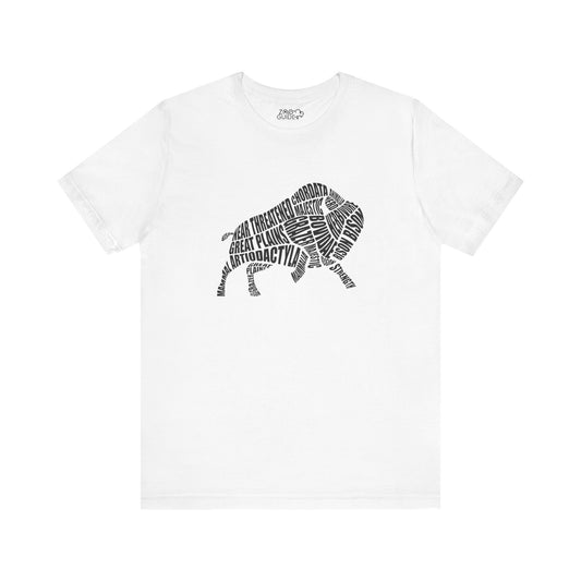 Bison Word Art Adult Unisex Short Sleeve Tee