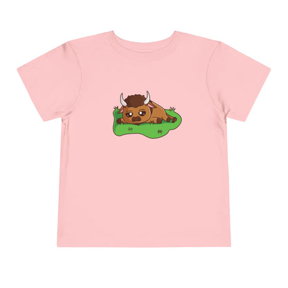 Bison Resting Kawaii Style Toddler Tee Shirt by Zoo Guide™