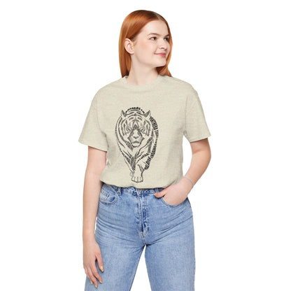 Tiger Word Art Adult Unisex Short Sleeve Tee