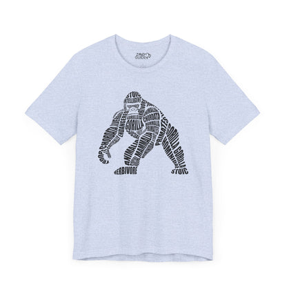 Gorilla Word Art Adult Unisex Short Sleeve Tee by Zoo Guide™