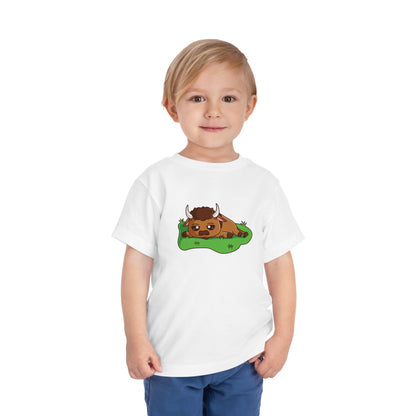 Bison Resting Kawaii Style Toddler Tee Shirt by Zoo Guide™