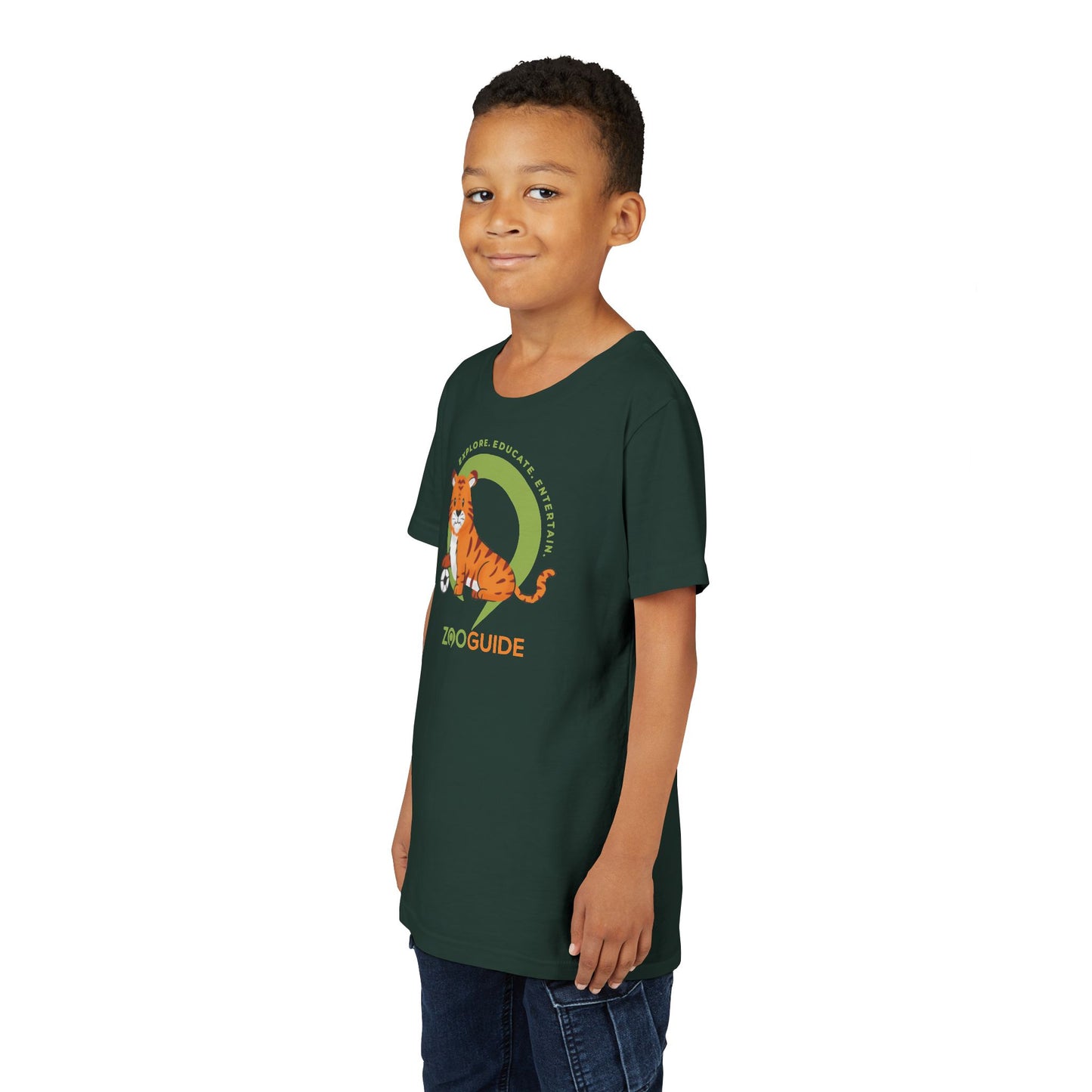 Tiger with Soccer Ball in Zoo Guide™ Waypoint Icon Youth Tee Shirt by Zoo Guide™