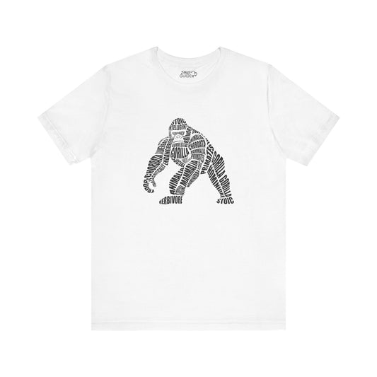 Gorilla Word Art Adult Unisex Short Sleeve Tee